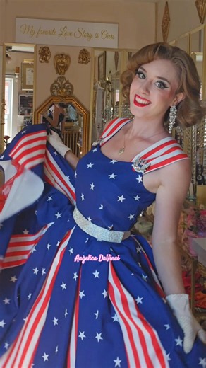 Retro Vintage Inspired Outfit Dress - Unique Vintage - Americana Blue and Striped Dress