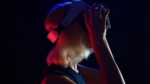 Blonde Girl Virtual Reality Glasses Neon Stock Footage Video (100% Royalty-free) 1015739812 | Shutterstock