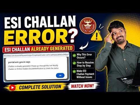 How to make ESI challan payment | Resolve challan already regenerate error in ESI portal - English
