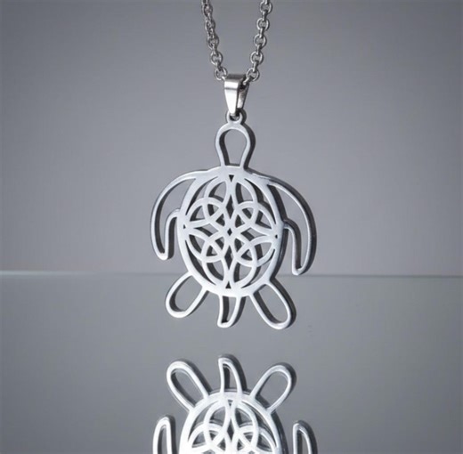 Stainless Steel Turtle Necklace, Hollow Sea Turtle Pendant, Spirit Animal Jewelry, Symbol of Longevity & Protection. - Etsy