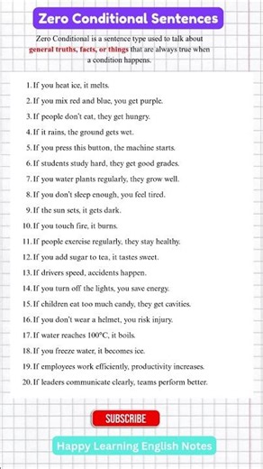 20 Zero Conditional Sentences To Sound Fluent Instantly ⚡ #english #viral #education #shorts