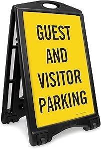 Amazon.com : SmartSign "Guest And Visitor Parking" A-Frame Sidewalk Sign Kit, 36" x 24", Built-In-Wheels, Double-Sided Portable Plastic Sandwich Board, Set of 1 Foldable Black A-Frame + 2 Sign Panels, USA-Made : Office Products