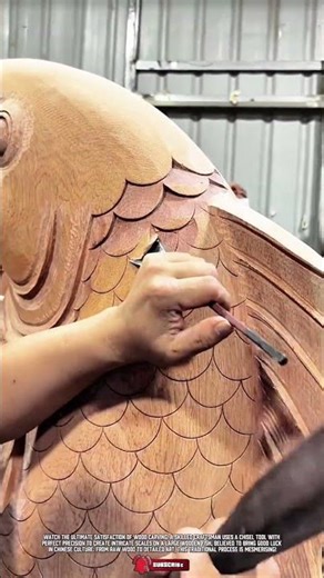 Traditional Woodworking Tool Carving Fish Scales With Amazing Precision