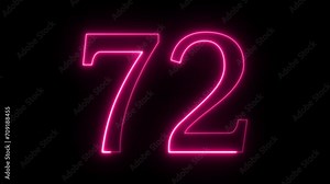 Number on Neon loop animation. frame video 4K shiny number, Neon Number Burning Effect, Count Number