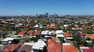 Aerial urban landscape view of suburban cityscape in Perth Western Australia