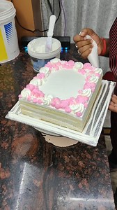 315K views · 1.4K reactions | Elegant Pink & White Square Cream Cake Design | Simple Birthday Cake Decoration Idea | Sunil Cake Master | Facebook