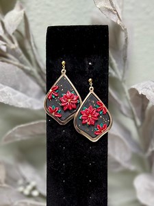 Poinsettia Christmas Earrings | Handmade Holiday Jewelry - Etsy
