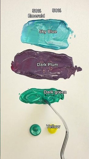 50% Emerald + 50% Blue, Red, Dark Green & Yellow | Amazing Color Mixing 🎨