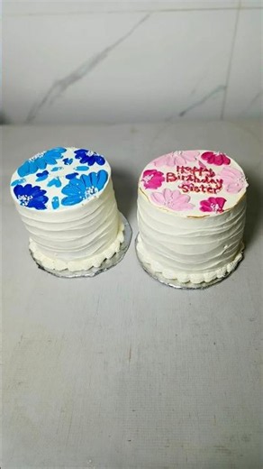 Cute Twin Bento Cakes 💙🩷 | Mini Floral Birthday Cake Design #BentoCake #CakeDecorating #Shorts