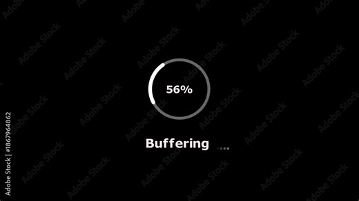 Animated abstract circle buffering bar from 0 to 100%, designed for buffering and transfer concepts. High quality 4K video with alpha channel on black background.