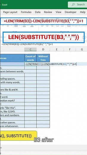 🔢 Count Words in Excel Using LEN + SUBSTITUTE Formula | Excel Trick for Everyone!