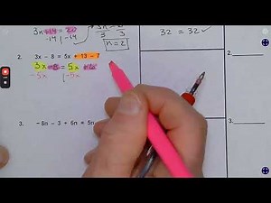 Algebra 1 Solving Equations With Variables on Both Sides