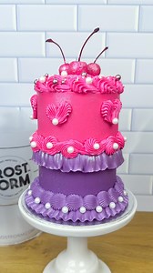 Can’t decide which cake color to make? Make them both with Frost Form! 🩷💜 We used Butter Ganache colored with Colourmill & our 4-inch Frost Form Kit Order Frost Form on www.frostform.com 🤗 | Frost Form