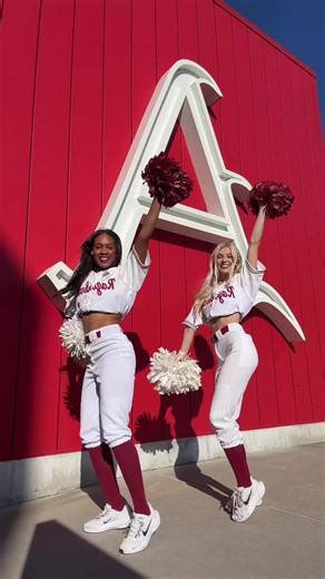 Our RBI girl debut 🤭#beenwaitingforthisone #hogs #baum #razorbacks #cheerlife