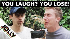 Jolly try not to laugh challenge with BLACK water | Josh & Ollie take viral meme tests