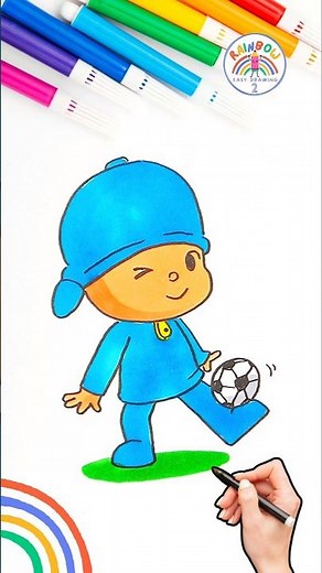 Pocoyó Drawing | Draw Pocoyo Playing Football Wow Tutorial 🌈⚽️ #pocoyo #drawing #football