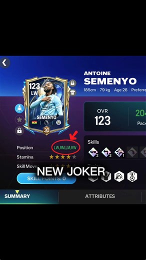 FC Mobile NEW JOKER CARD 😱🔥 Insane Stats! #fcmobile #footballshorts #gamingshorts