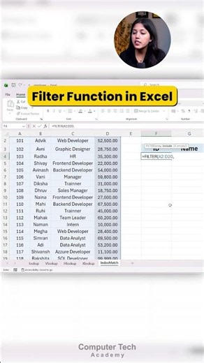 Filter Function in MS Excel | Computer Tech Academy | #excel #exceltutorial