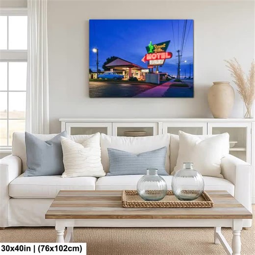 Tulsa Route 66 Neon Sign Wall Art Print: Desert Hills Motel Photography - Etsy