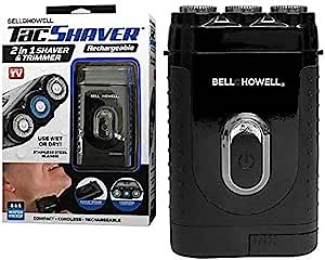 Tacshaver by Bell+Howell 3.5” Rechargeable Shaver for Men Moustache and Beard with Pop-up Sideburn Trimmer, Portable and Easy-to-use