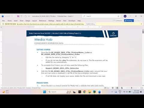 Shelly Cashman Excel 365/2021 | Module 5: SAM Critical Thinking Project 1c Media Hub