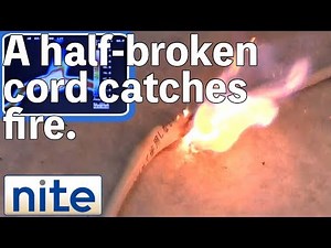 【nite-ps】Power cord:8.A fire starting from a half-broken cord