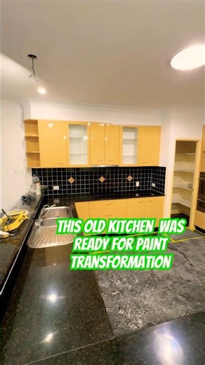 This kitchen was stuck in the 90s… watch what happens 🔥 (Part 1)#kitchentransformation #paint #prep