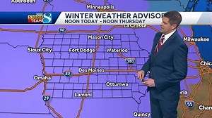 Riley O’Connor KCCI says a winter weather advisory starts at noon today. A wintry mix is going to impact travel into Thursday. | KCCI