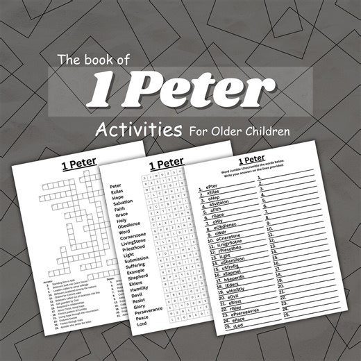 1 Peter Bible Activities: Crossword, Word Search, and Word Scramble (digital Download) - Etsy