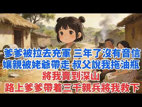 爹爹被拉去充軍 三年了沒有音信 孃親被姥爺帶走 叔父說我拖油瓶 將我賣到深山 路上爹爹帶着三千親兵將我救下