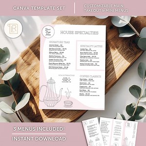Cafe Menu Template Bundle: Pastel Coffee Shop & Tea House Menus (canva Editable, Digital Download) - Etsy