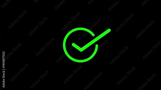 Check mark animation. check mark animation motion. Animated tick mark icon with circle loading animated on a black background approved 4k video