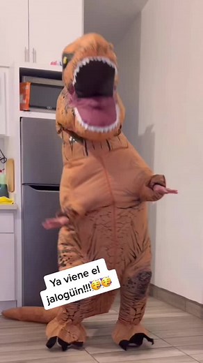 T-Rex Costume Dance Video in a Modern Kitchen
