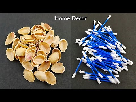 Superb Home Decor Idea using Waste Pista Shells and Cotton Earbuds - DIY Crafts using Waste Material