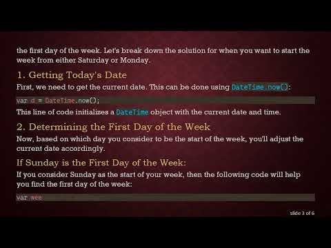 How to Get the First Date of the Current Week in Dart/Flutter