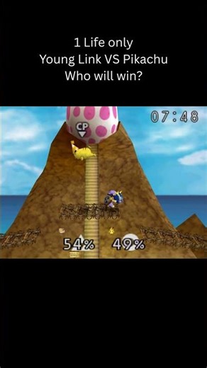 1 Life only Young Link VS Pikachu Who will win