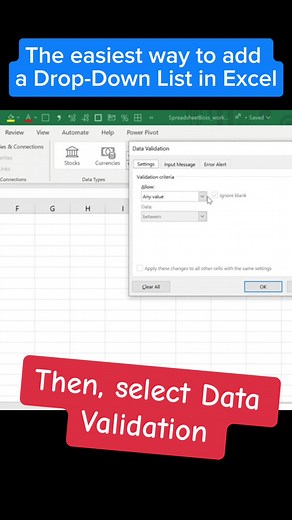 The EASIEST way to make a Drop-Down List in #excel #exceltricks #exceltutorial #exceltips