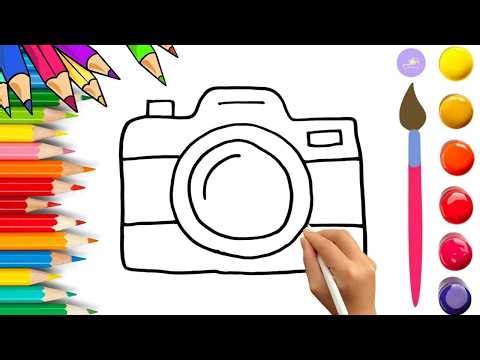 How To Draw cute Camera Drawing, Painting & Coloring For Kids and Toddlers_🌈🎨