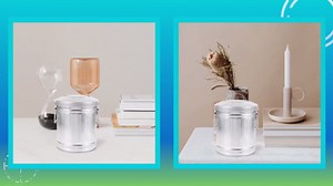 Mini Metal Trash can with Lid Bucket Shaped Small Wastebasket for Desktop Office Bedroom and Home Use Versatile Storage Barrel for Pens Flowers and Rubbish 7.48X5.70X5.11 Inches