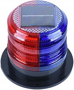 Aolyty Solar Strobe Warning Light with Strong Magnetic Base LED Warning Lamp Super Bright Solar Safety Flashing Light Waterproof for Construction, Traffic, Factory, Crane Tower, Dock (Red&Blue)