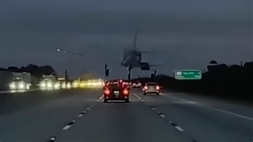 Insane footage shows plane crashing into car on highway