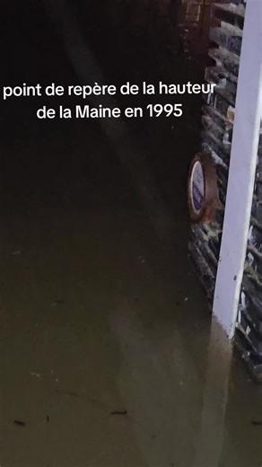 Je sais on voit que dalle mais je pouvais pas m'approcher sans mettre en péril l'étanchéité de mes bottes#crue #info #inondation #angers #1995