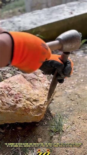 Professional Process to Install Natural Stones into a Structural Retaining Wall #dailywork