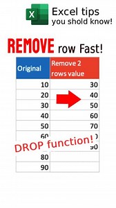 3.6K views · 16 reactions | Remove row fast⚡ in Excel with DROP function #exceltips #exceltutorial #Excel | EasyOffice | Facebook