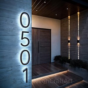 Modern Backlit LED House Number Sign,outdoor Front Door Signs,illuminated Street Number,office Door Numbers,door Sign,personalized Home Gift - Etsy