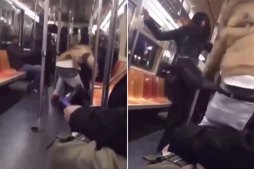 Video shows woman getting pummeled in wild train fight
