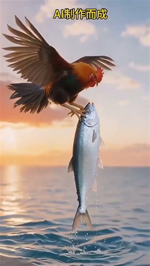 Boo absurd video, al short video, rooster catching fish,