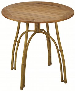[Hot Item] Aluminum Bamboo Look Teak Top Solid Wood Table