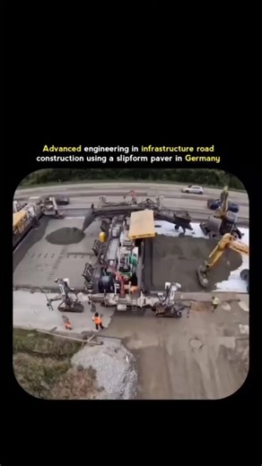 Engineering on Instagram: "This is what precision looks like when engineering meets innovation. 🚧 In this video, a slipform paver steadily shapes fresh concrete into a perfectly leveled roadway, all in one continuous motion. No repeated stops, no uneven layers—just smooth, efficient progress guided by advanced technology and skilled planning. Germany is known for its high-quality infrastructure, and this process shows why. Sensors, automated controls, and expert operators work together to ensur