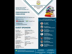 NATIONAL LEVEL FACULTY DEVELOPMENT PROGRAMME - FROM RESEARCH TO PUBLICATION